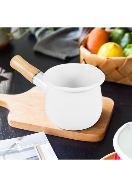 QuirkyQuar Emaye Süt Tavası, Mini Tereyağı Isıtıcı 10 cm E -Amamelware Tencere Tava Tencere Ahşap Saplı, Daha Küçük Sıvı Kısımları Isıtmak Için Boyut. (Beyaz) (Yurt Dışından) indirimleri