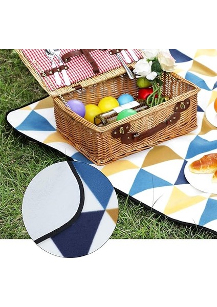 Piknik Örtüsü, 200 x 150 Cm, Büyük Mat, Kamp, Park, Bahçe, Dış Mekan Için, Su Geçirmez, Katlanabilir, Sarı ve Mavi Üçgen Desenli GCM07S indirimleri