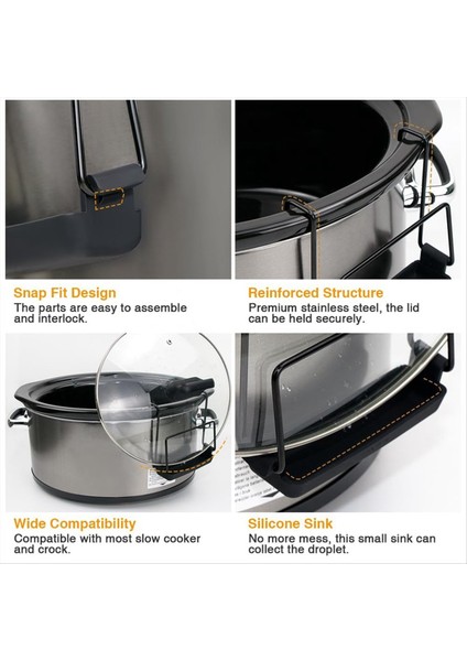 QuirkyQuar Silikon Lavabo Paslanmaz Çelik Kapak Organizatör Pot Kapağı Tutucufits ile Yavaş Pişirici Kapak Tutucu Kap Kapak Rafı (Yurt Dışından) fiyatları