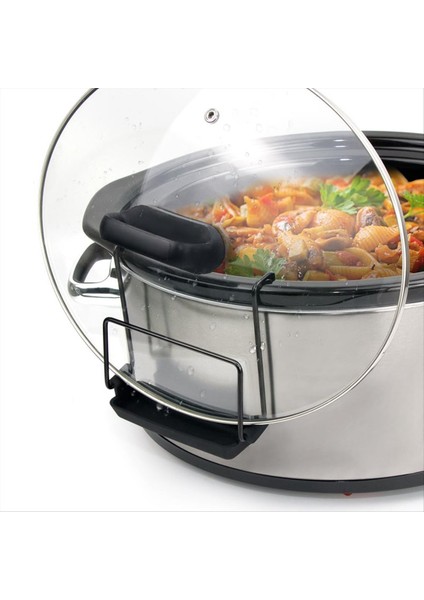 QuirkyQuar Silikon Lavabo Paslanmaz Çelik Kapak Organizatör Pot Kapağı Tutucufits ile Yavaş Pişirici Kapak Tutucu Kap Kapak Rafı (Yurt Dışından) fırsatları