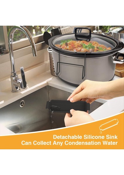 QuirkyQuar Silikon Lavabo Paslanmaz Çelik Kapak Organizatör Pot Kapağı Tutucufits ile Yavaş Pişirici Kapak Tutucu Kap Kapak Rafı (Yurt Dışından) indirimleri