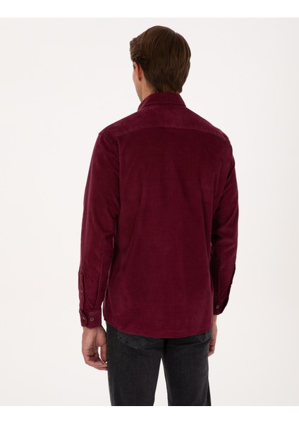Erkek Bordo Regular Fit Uzun Kollu Gömlek 50310139-VR177 indirimleri