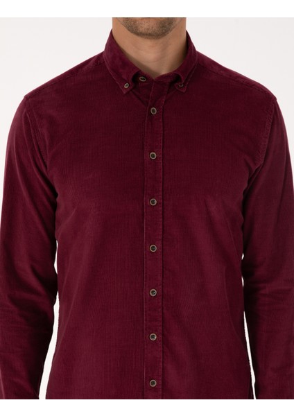 Erkek Bordo Regular Fit Uzun Kollu Gömlek 50310139-VR177