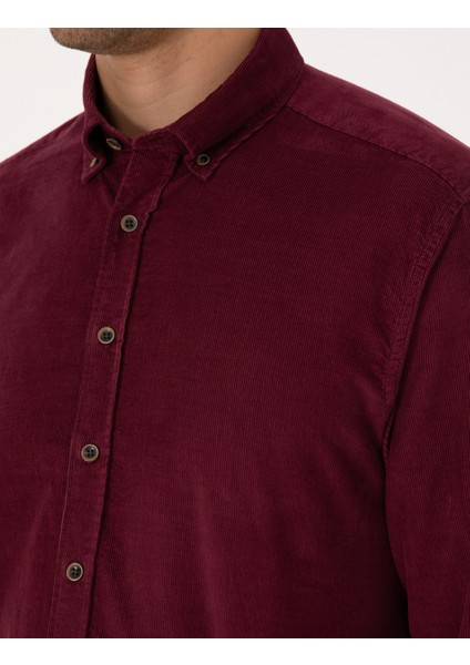 Erkek Bordo Regular Fit Uzun Kollu Gömlek 50310139-VR177