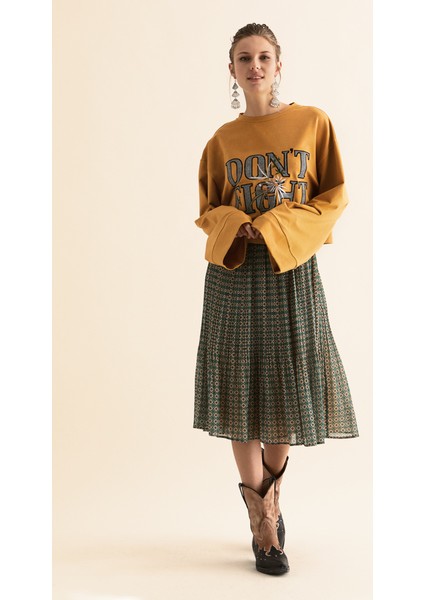 Geniş Kollu Kadın Sweatshirt Hardal K1954127_026 modelleri