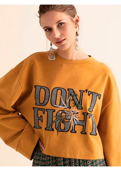 Geniş Kollu Kadın Sweatshirt Hardal K1954127_026 fırsatları