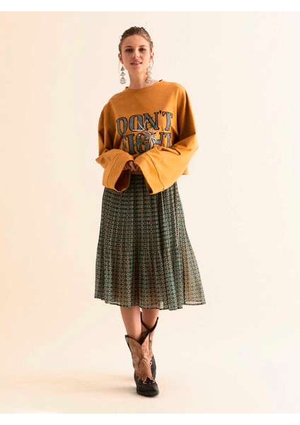 Geniş Kollu Kadın Sweatshirt Hardal K1954127_026 indirimleri