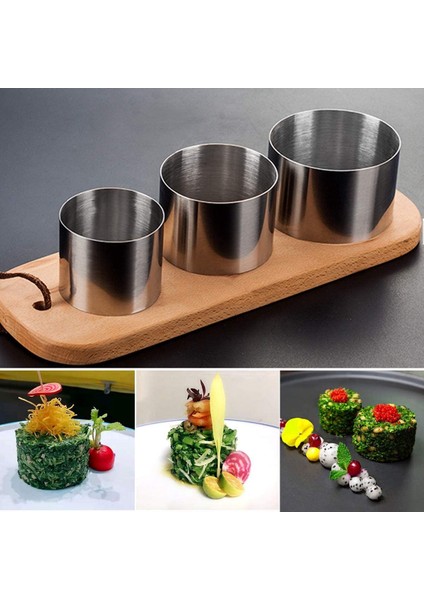 QuirkyQuar 4pcs Paslanmaz Çelik Yuvarlak Soğuk Çanak Kalıp Ile Plaka Mutfak Otel Yemek Aracı Salata Plakası Kızarmış Pirinç Oluşturma Kalıp (Yurt Dışından) fiyatları