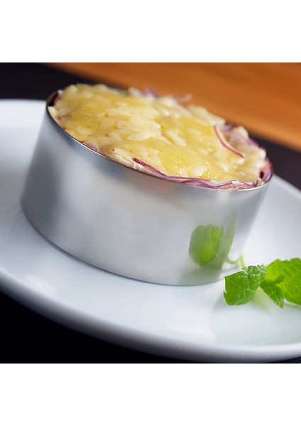 QuirkyQuar 4pcs Paslanmaz Çelik Yuvarlak Soğuk Çanak Kalıp Ile Plaka Mutfak Otel Yemek Aracı Salata Plakası Kızarmış Pirinç Oluşturma Kalıp (Yurt Dışından) indirimleri