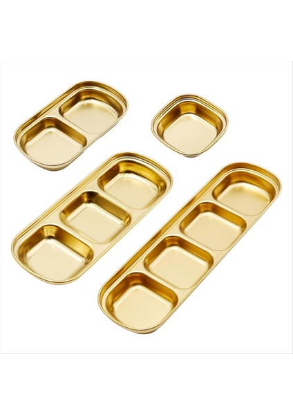 QuirkyQuar 4 Adet Paslanmaz Çelik Soslu Tabak, Bölünmüş Baharat Soya Sosu Daldırma Tabağı, Ketçap Daldırma Kaseleri, Altın (Yurt Dışından)