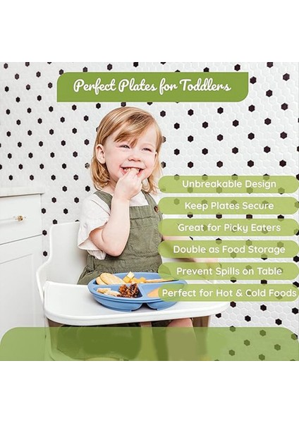 QuirkyQuar Bebekler Için Emme Plakaları, Küçük Çocuklar, Plakalar Emme Özelliği, Bölünmüş Tasarım, Mikrodalga Fırın ve Bulaşık Makinesi Dostu D (Yurt Dışından) indirimleri