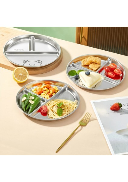 QuirkyQuar 2pcs Paslanmaz Çelik Bölünmüş Batı Gıda Tabağı Makarna Tabak Salata Barbekü Tabağı Istiflenebilir Kahvaltı Sofra Takımı, C (Yurt Dışından) modelleri