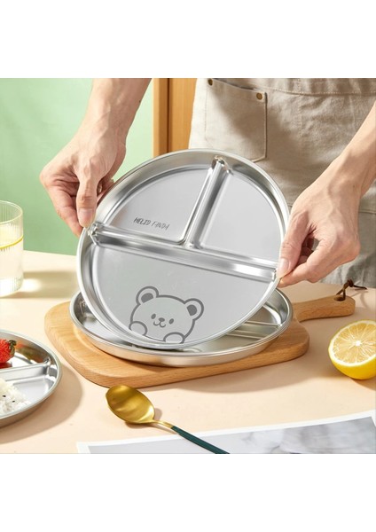 QuirkyQuar 2pcs Paslanmaz Çelik Bölünmüş Batı Gıda Tabağı Makarna Tabak Salata Barbekü Tabağı Istiflenebilir Kahvaltı Sofra Takımı, C (Yurt Dışından) fırsatları