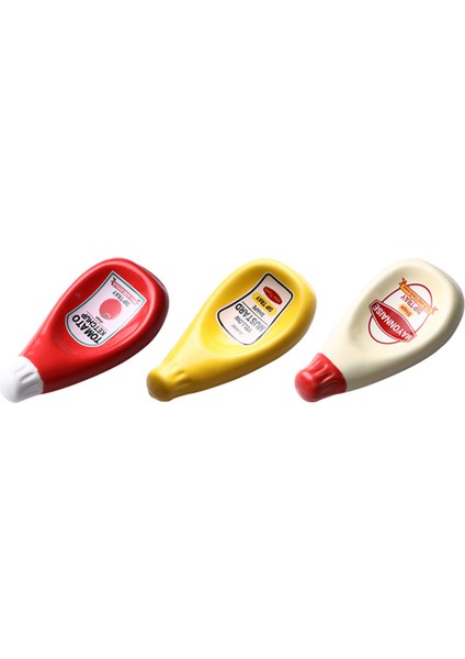 QuirkyQuar 3 Adet Seramik Ekstrüde Domates Sosu Şişe Şekilli Tabak Tabak Soya Sos Tabağı Ketçap Mayonez Hardal Baharat Yemeği - S (Yurt Dışından)