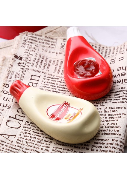 QuirkyQuar 3 Adet Seramik Ekstrüde Domates Sosu Şişe Şekilli Tabak Tabak Soya Sos Tabağı Ketçap Mayonez Hardal Baharat Yemeği - S (Yurt Dışından) fırsatları