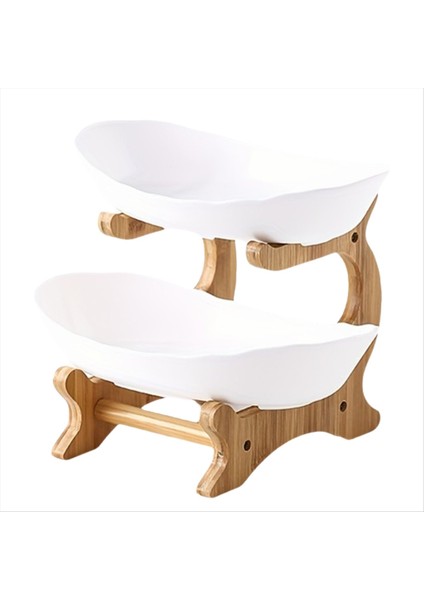 QuirkyQuar Meyve Tabağı, Oturma Odası Mutfak Atıştırmalık Tabağı, Modern Kuru Meyve Tabağı Standı Kek Standı, Meyve Sepeti Beyaz Çift Katman (Yurt Dışından)