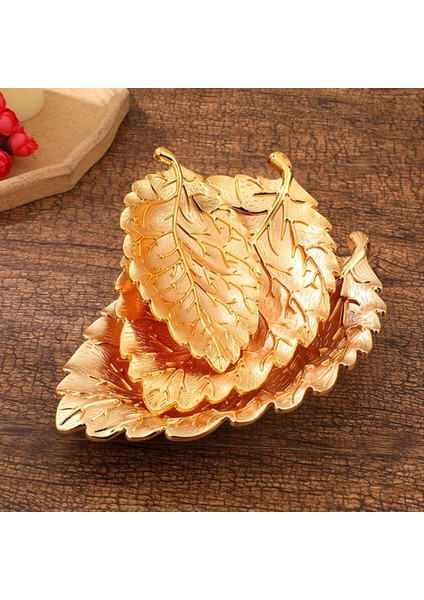 QuirkyQuar 3pcs Yaprak Doku Atıştırmalık Plaka Oturma Odası Ev Snack Tepsisi Dekoratif Fındık Plaka Yaprak Doku Alaşım Zanaat Serbest Bitki Altın (Yurt Dışından) modelleri