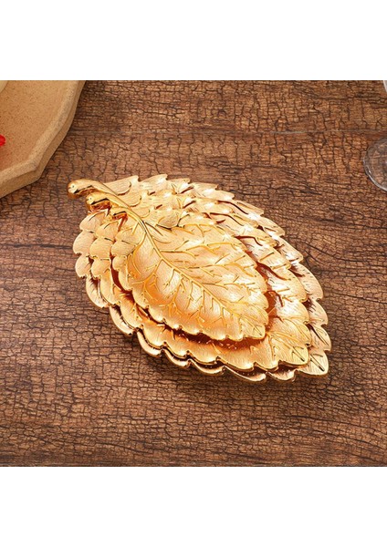 QuirkyQuar 3pcs Yaprak Doku Atıştırmalık Plaka Oturma Odası Ev Snack Tepsisi Dekoratif Fındık Plaka Yaprak Doku Alaşım Zanaat Serbest Bitki Altın (Yurt Dışından) fırsatları