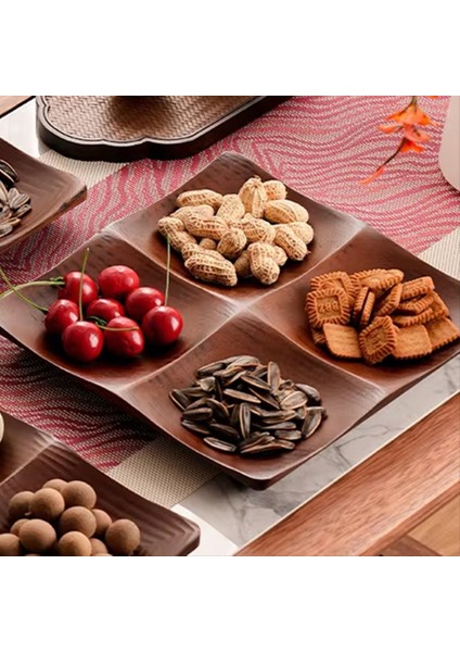 QuirkyQuar Oturma Odası Için Bambu Tepsisi - Sehpa Ev Organizatörü Için Zarif Atıştırmalık ve Şeker Servis Tabağı (Yurt Dışından) fiyatları