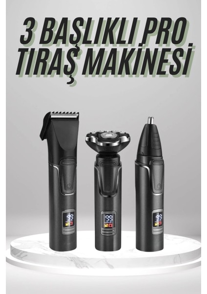 Dijital Göstergeli 3 Başlıklı Tıraş Makinesi Islak Kuru Lazer Öncesi Günlük
