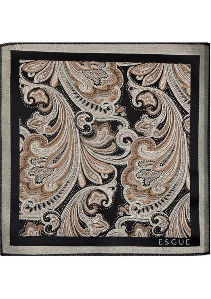 8 cm Hand Made Siyah - Bej Desenli Mendilli Kravat indirimleri