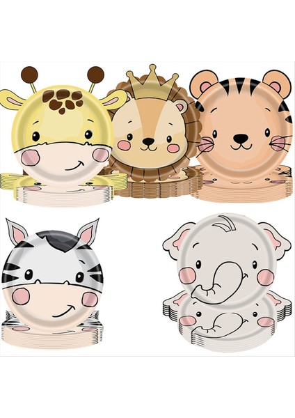 QuirkyQuar Jungle Hayvan Tema Kağıt Tabağı Hayvan Vahşi Hayvan Teması Için Set Bebek Vaftiz Fili (Yurt Dışından) modelleri