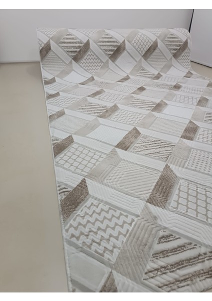 Dinar Motif Bej Kahverengi Kaymaz Taban Kesme Yolluk Halı Modern Desen fırsatları