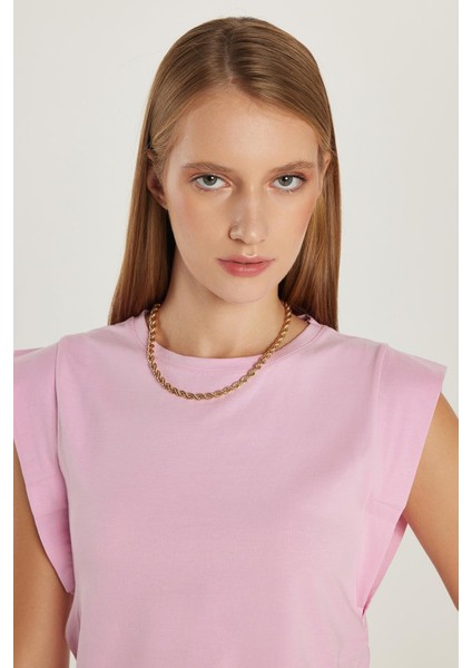 Kadın Slim Fit Dar Kesim Sıfır Kollu Bisiklet Yaka Pembe Bluz fiyatları