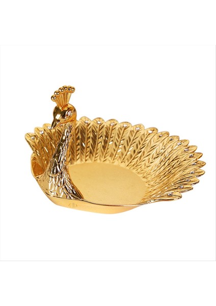 QuirkyQuar Altın Peacocks Meyve Plaka Metal Tepsi Çanak Şeker Biblo Mücevher Snack Tepsisi Için Hassas Depolama Plakası Ev Dekor (Yurt Dışından)