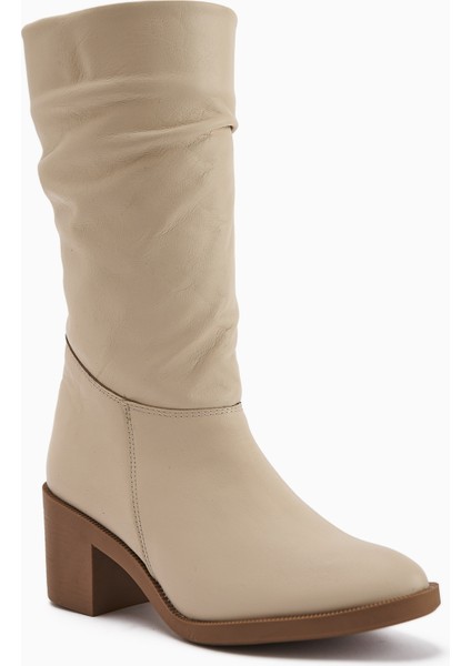 Sahara Hakiki Deri Bej Körüklü Fermuarlı Kadın Çizme fiyatları