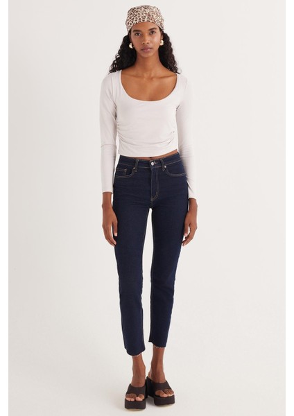 Kadın Slim Fit Dar Kesim Uzun Kollu U Yaka Taş Bluz indirimleri