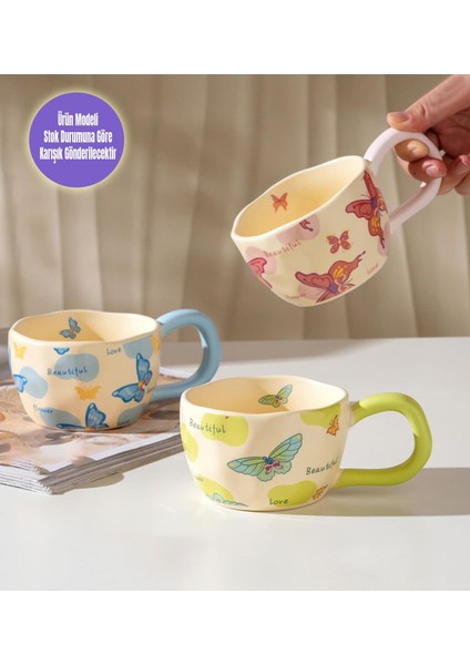 Kelebek Temalı Seramik Kupa