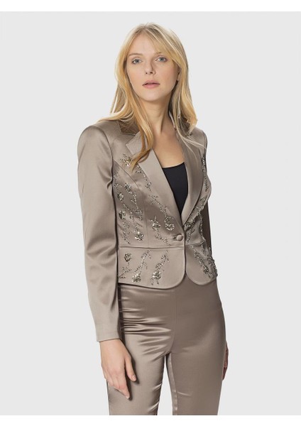 Kadın İşleme Detaylı Vizon Ceket-K1816011-014 fiyatları