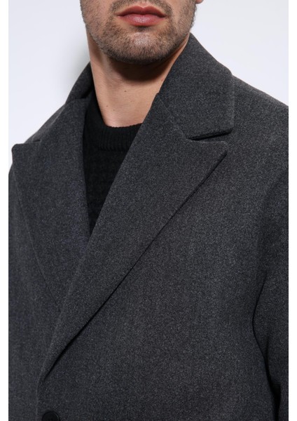 Antrasit Oversize Kruvaze Erkek Kaban