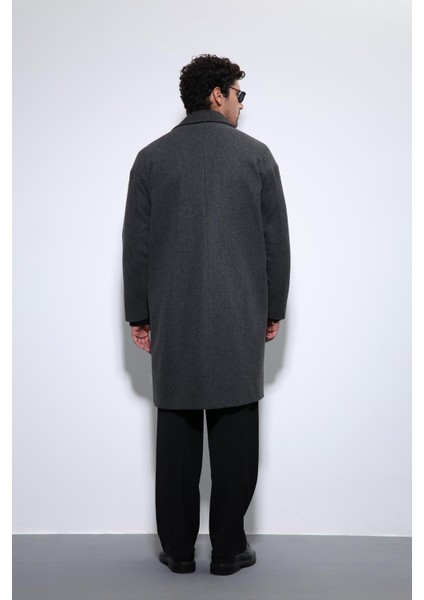 Antrasit Oversize Kruvaze Erkek Kaban