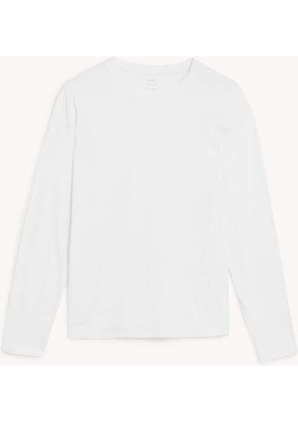 Saf Pamuklu Uzun Kollu T-Shirt fırsatları