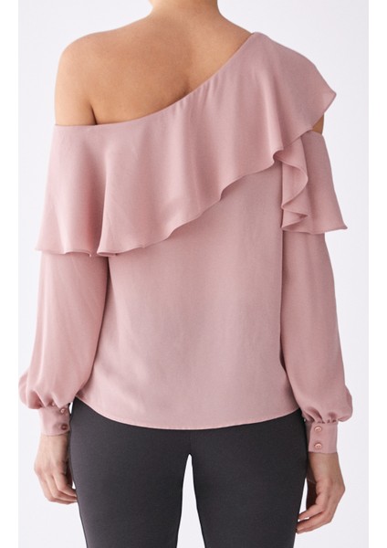 Tek Omuz Fırfırlı Bluz Pudra K1913051_055 fiyatları