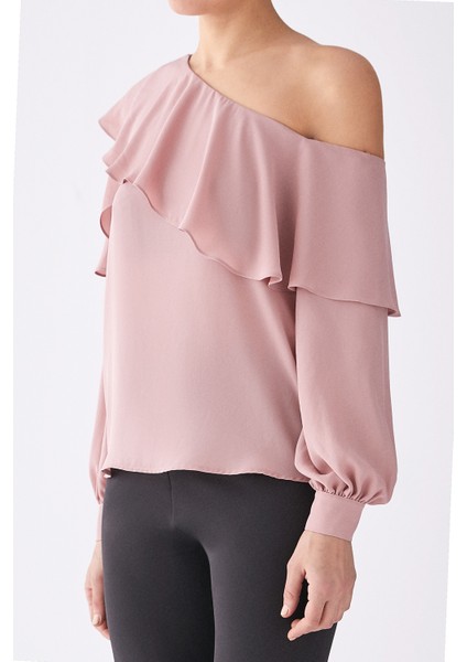 Tek Omuz Fırfırlı Bluz Pudra K1913051_055 modelleri