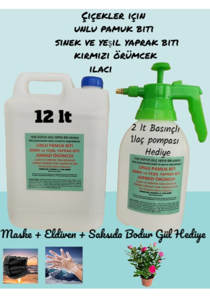 (12 Lt) Çiçekler için Genel Haşere İlacı (Unlu Pamuk Biti, Sinek Ve Yaprak Biti, Kırmızı Örümcek)