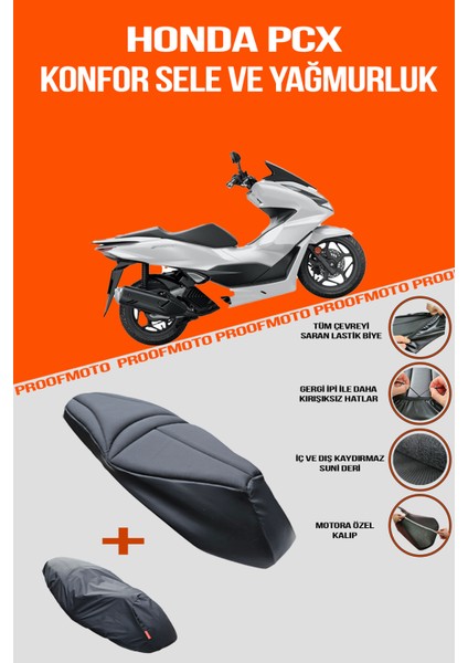 Honda Pcx Konfor Sele ve Yağmurluk Kılıf