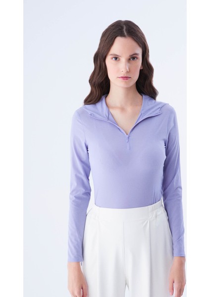 Fermuar Ve Kapüşon Detaylı Bluz Lila K2113070_017 fiyatları