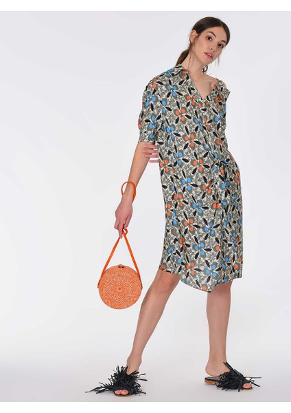 Omuz Detaylı Desenli Midi Günlük Elbise Standart Renk Y1911073_089 modelleri