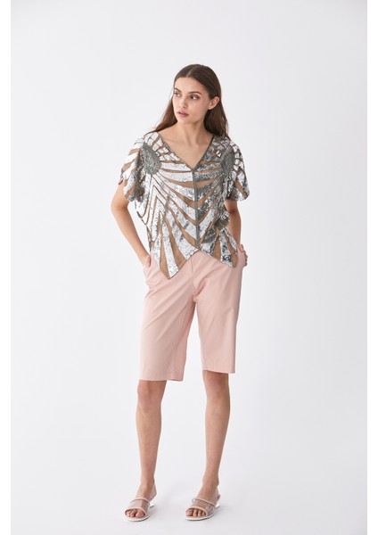 Cepli Bermuda Kadın Şort Gülkurusu Y2012052_052