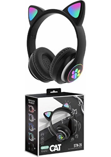 Kedi Bluetooth Kulaklık Yüksek Ses Kalitesiyle Kulaküstü Tasarım Suya Dayanıklı