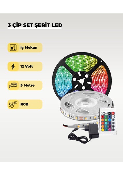5 MT RGB Kumandalı / Animasyonlu Şerit LED (Tak Çalıştır) fırsatları