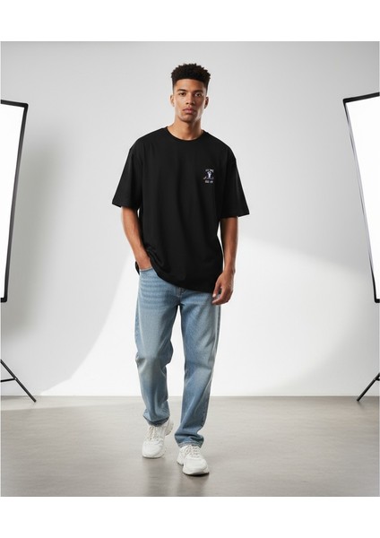 Let It Go Mode On – Sessiz Mesajlar Oversize Unisex T-Shirt Siyah %100 Pamuklu modelleri