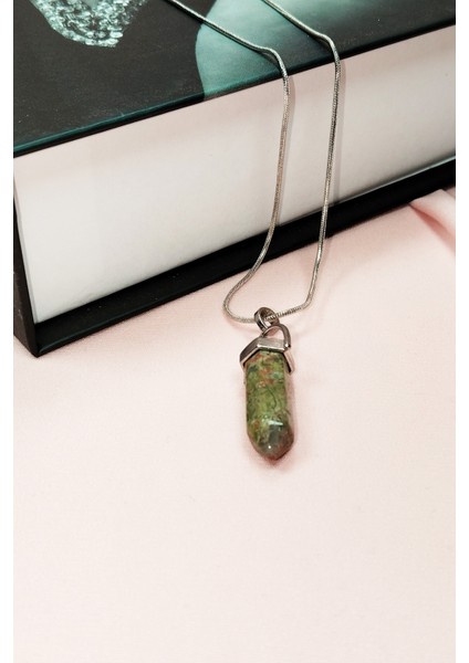 Unakit Doğal Taşı Zincirli El Yapımı Kolye Uç: 3 cm Zincir: 20 cm Kutulu fırsatları