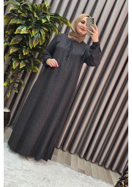 Kadın Tesettür Giyim Büyük Beden Yarım Robalı Çıtır Desen Elbise fiyatları