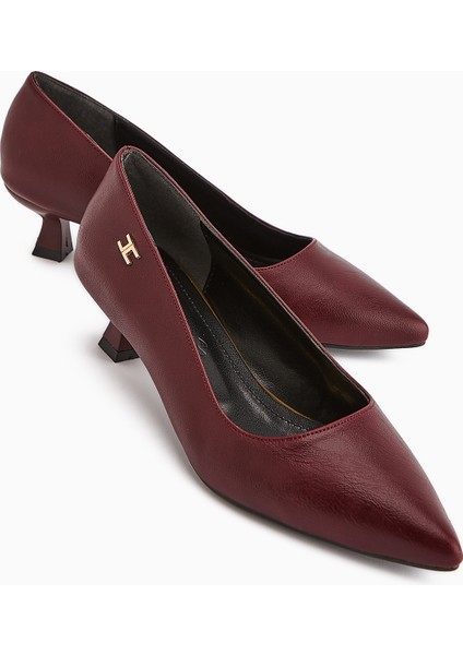 Wera Bordo Kısa Topuklu Ayakkabı Kadın Stiletto fırsatları