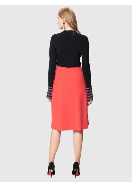 %100 Yün Düğme Detaylı Etek Kırmızı K1815049_006 modelleri